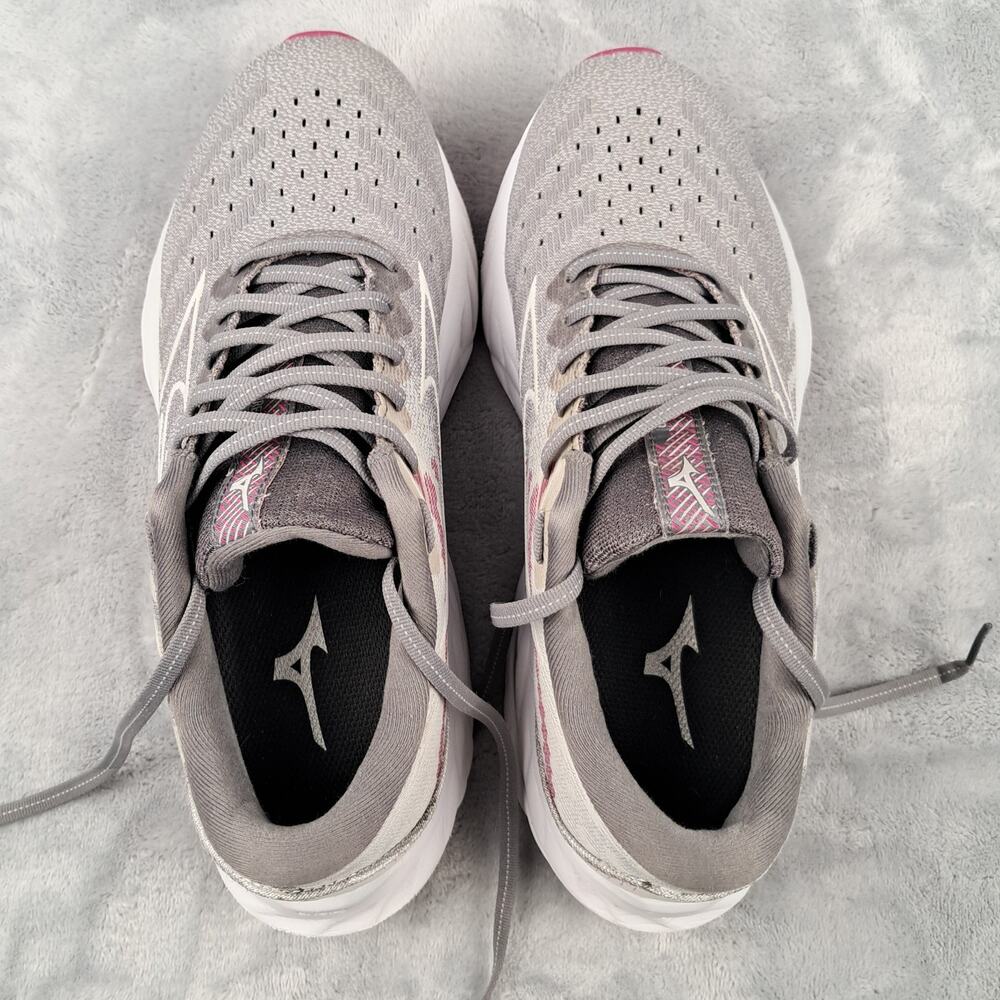 Womens Mizuno Wave Inspire 19 Running Shoes Size 8.5 Gray Mesh Sneakers Used - Picture 10 of 13